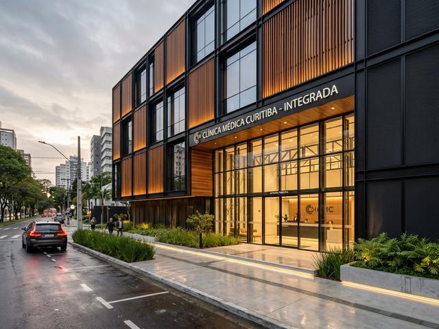 Edificação comercial contemporânea e clínica médica de alto padrão em Steel Frame em Curitiba