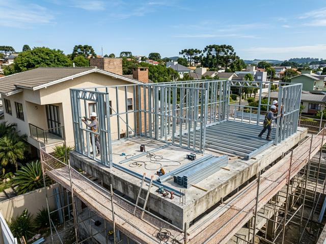 Montagem de segundo pavimento leve em Steel Frame sobre laje existente sem reforço de fundação